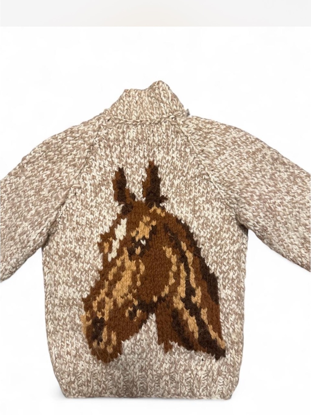 HORSE Sweater Jacket Animal Boho Cardigan 70s Hippie Bohemian Zip Up 1970s XXS